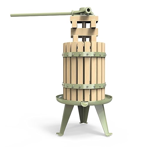 Obstweinpresse – 100% natürliche/gesunde Apfel- und Traubenpresse, manueller Saftbereiter für die Küche, Massivholzkorb mit Blöcken, Apfelwein-Weinherstellungspresse (LFGB-zertifiziert, robust) (6L) von SQUEEZE master