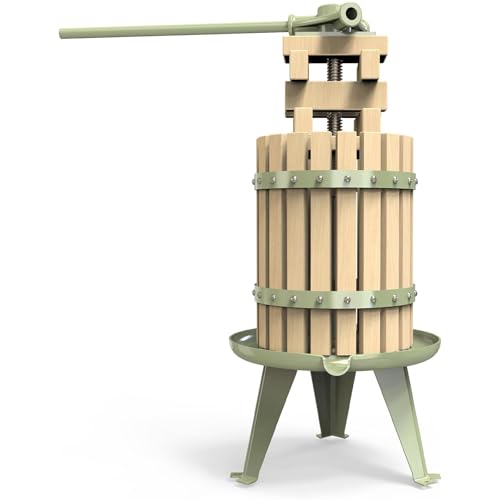 Obstweinpresse – 100 % natürliche/gesunde Apfel- und Traubenpresse, manueller Saftbereiter für die Küche, Massivholzkorb mit Blöcken, Apfelwein-Weinherstellungspresse (LFGB-zertifiziert, robust) (6L) von SQUEEZE master