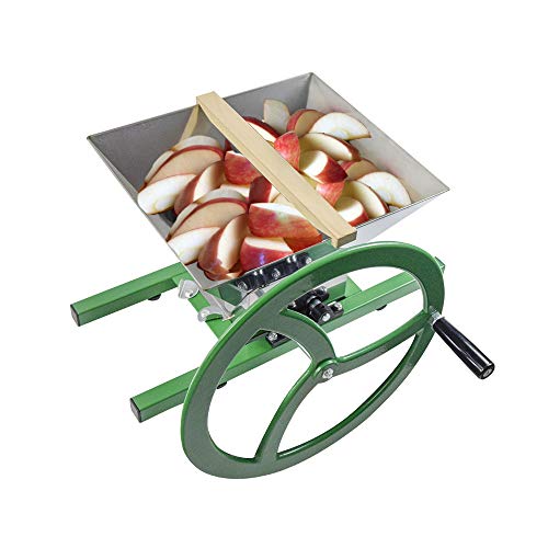 SQUEEZE master 7L Obstmühle, Edelstahl Apfelpresse, 7 Liter Handmühle, Edelstahltrichter, Nylonzähne, Grün von SQUEEZE master