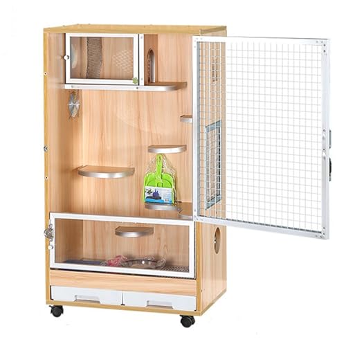 Chinchillakäfig Aus Holz, Hamsterkäfig mit Tablett, KüHlbox-Design, Kühler Im Sommer, für 2 Kleine Haustiere(60 * 40 * 100cm) von SQUZO