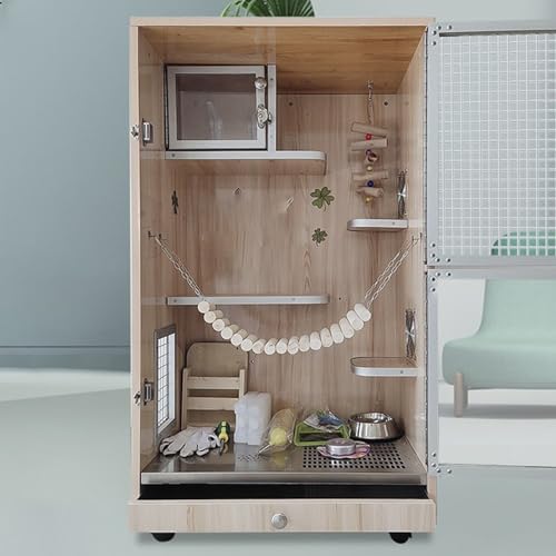 Chinchillakäfig – EichhöRnchenkäfig, Holz, Kleintierkäfig, Atmungsaktive Belüftung, Eisnest-Design, Kühler Im Sommer, Geeignet für Verschiedene Kleintiere(60 * 40 * 100CM-B) von SQUZO