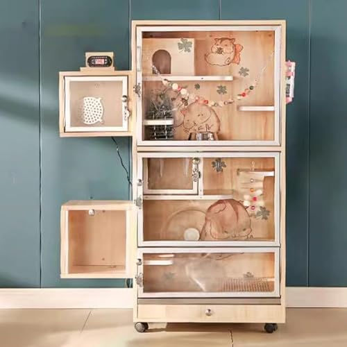 Chinchillakäfig – EichhöRnchenkäfig, Holz, Kleintierkäfig, Atmungsaktive Belüftung, Eisnest-Design, Kühler Im Sommer, Geeignet für Verschiedene Kleintiere(60 * 40 * 120CM-C) von SQUZO