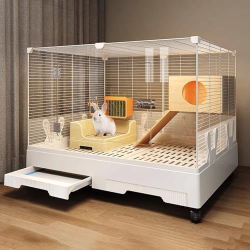 Großer Kaninchenkäfig, Robuster Meerschweinchenkäfig, DIY-Design mit Transparenter Tür, Grasnest, Grasraufe, Schleifstein Und Tränke für 2–3 Kleintiere Großer Kaninchenkäfig, Robuster Meerschweinchenkäfig, DIY-Design mit Transparenter Tür, Grasnest, Grasraufe, Schleifstein Und Tränke für 2–3 Kleintiere von SQUZO