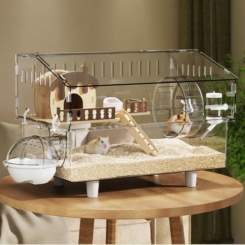 Hamsterkäfig, Igelkäfig 360°-Drehung, Leicht Zu Beobachten, Leicht Zu Reinigen für Ziermäuse, Hamstergehege, Zwerghamster und RennmäUse von SQUZO