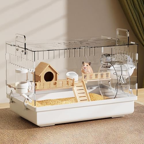 Hamsterkäfig, Igelkäfig mit Holzhaus, Versteck, Igelgehege mit TüR, für Kleintiere(B) von SQUZO