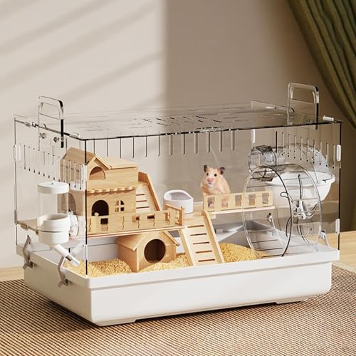 Hamsterkäfig, Igelkäfig mit Holzhaus, Versteck, Igelgehege mit TüR, für Kleintiere(C) von SQUZO