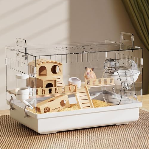 Hamsterkäfig, Igelkäfig mit Holzhaus, Versteck, Igelgehege mit TüR, für Kleintiere(D) von SQUZO