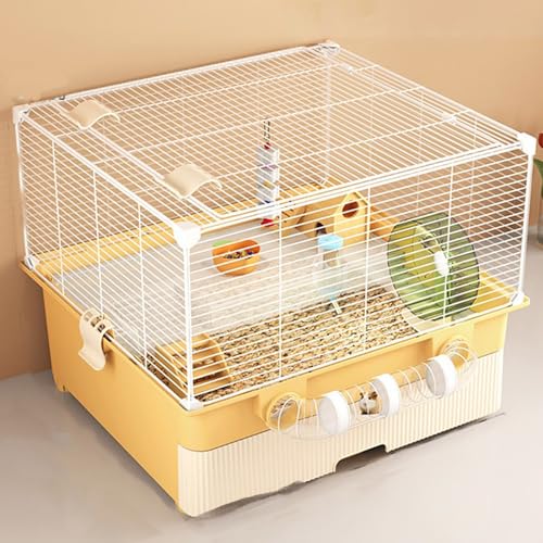 Hamsterkäfig, Transparenter Rennmauskäfig und Gehege, Extra Große Panoramatür, Einfache Reinigung und Beobachtung mit Ausziehbaren Schubladen(11pcs) von SQUZO