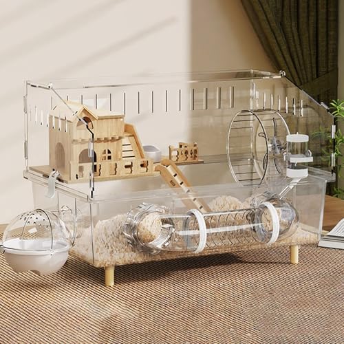 Hamsterkäfig mit Komplettem Zubehör, Rennmauskäfig Breite Tür für Rundum-Beobachtung Bissschutz, Geeignet für Hamster, Meerschweinchen und Rennmäuse(B-45 * 30 * 33cm) von SQUZO