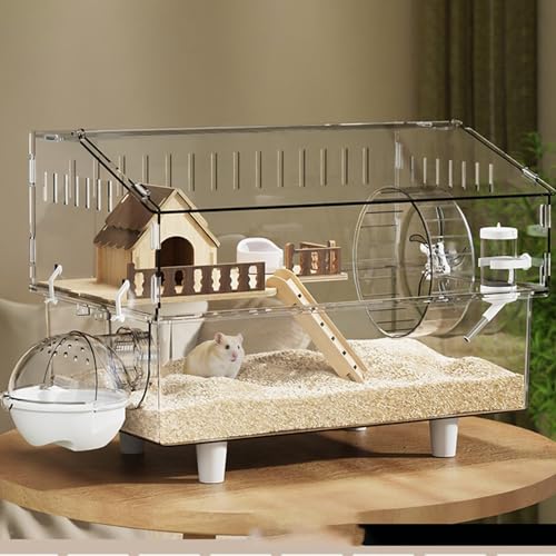 Hamsterkäfig mit Komplettem Zubehör, Rennmauskäfig Breite Tür für Rundum-Beobachtung Bissschutz, Geeignet für Hamster, Meerschweinchen und Rennmäuse(C-45 * 30 * 34cm) von SQUZO