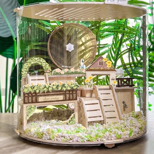 Hamsterkäfig mit Zubehör - Transparent, Kein Zusammenbau Erforderlich, Sofort Einsatzbereit für 2-3 Hamster Oder Meerschweinchen(40 * 40 * 36.6cm) von SQUZO