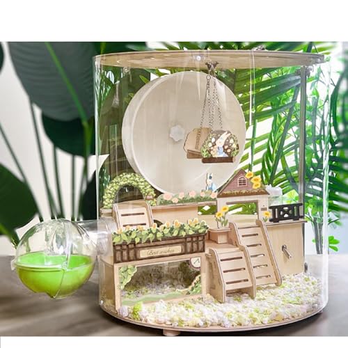 Hamsterkäfig mit Zubehör - Transparent, Kein Zusammenbau Erforderlich, Sofort Einsatzbereit für 2-3 Hamster Oder Meerschweinchen(40 * 40 * 41cm) von SQUZO