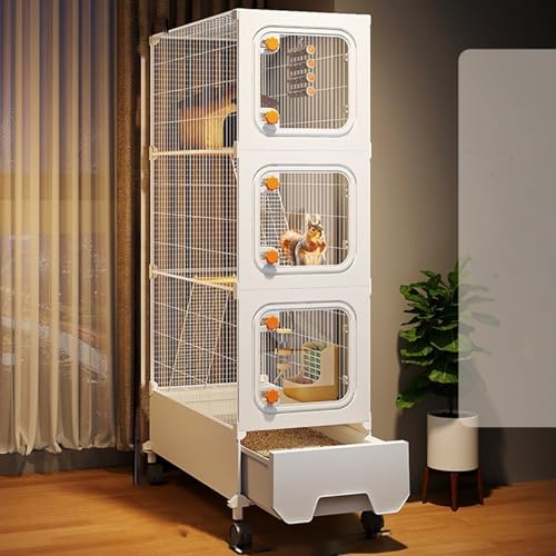 Kaninchenkäfig, Frettchenkäfig, Komplett Geschlossener Ausziehkäfig, Kleintierkäfig Mit Leiter Und Fußpolster for Chinchillas/Meerschweinchen/Kaninchen, Frettchenkäfige, Katzenkäfige(36 * 46 * 131cm) von SQUZO