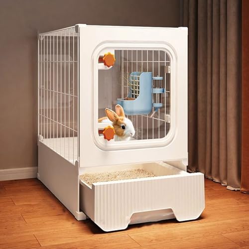 Kaninchenkäfig für Den Innenbereich, Sichtbarer Stall Mit Herausnehmbarer Ablage Und Schublade - Leicht Montierbarer Lebensraum für Kleintiere, Hamster, Kaninchen Und Kleintiere(36 * 46 * 53cm) von SQUZO