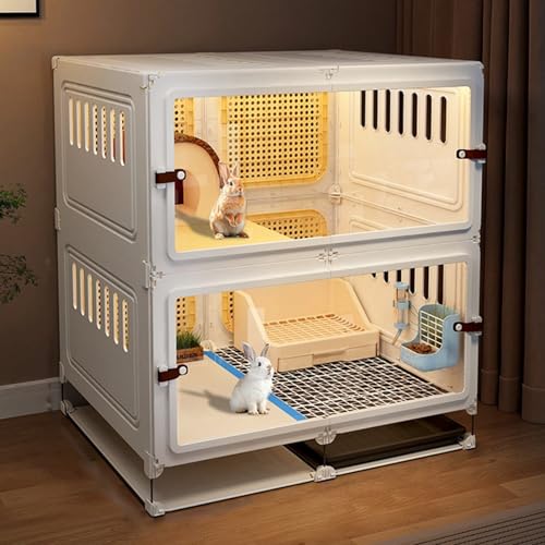 Kaninchenkäfig mit Transparenter Tür und Ablage für Meerschweinchen, Kaninchen Und Chinchilla-Gehege für Drinnen Und DraußEn(70 * 45 * 80cm) von SQUZO