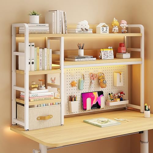 SQUZO 2-stöckiges Schreibtisch-Bücherregal, Bücher Können Seitlich Platziert Werden, Metall-Schreibtisch-Bücherregal Mit Gitterplatte for Das Home-Office Im Wohnheim(Yellow,135 * 25 * 94cm) von SQUZO