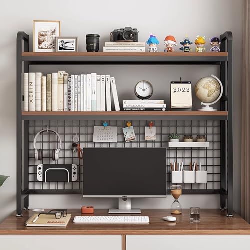 SQUZO 2-stöckiges Schreibtisch-Bücherregal – Mehrzweck-Schreibtisch-Bücherregal aus Metall mit kombiniertem Lagerregal, zur Aufbewahrung Kleiner Gegenstände(Black,75 * 20 * 98cm) von SQUZO