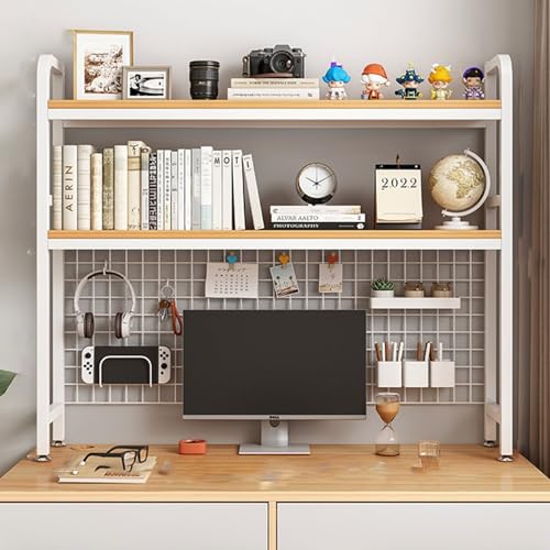 SQUZO 2-stöckiges Schreibtisch-Bücherregal – Mehrzweck-Schreibtisch-Bücherregal aus Metall mit kombiniertem Lagerregal, zur Aufbewahrung Kleiner Gegenstände(White,95 * 20 * 89cm) von SQUZO