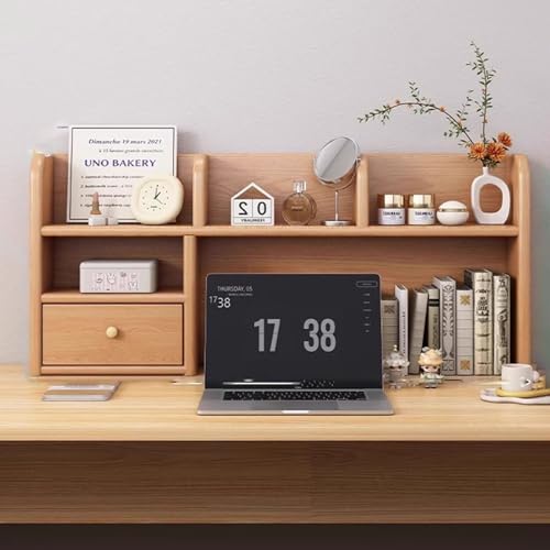 SQUZO Schreibtisch-Organizer Aus Holz – Schreibtischregal für Schreibtisch, Theke, BüRo, Bücherregal, Robust mit 2 Ausziehbaren Schubladen für Zuhause, Wohnheim Und BüRo(100 * 20 * 48cm) von SQUZO