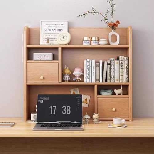 SQUZO Schreibtisch-Organizer Aus Holz – Schreibtischregal für Schreibtisch, Theke, BüRo, Bücherregal, Robust mit 2 Ausziehbaren Schubladen für Zuhause, Wohnheim Und BüRo(60 * 20 * 80cm) von SQUZO