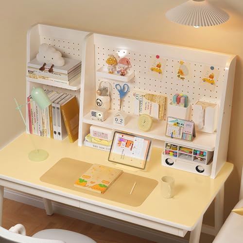SQUZO Schreibtisch Regalaufsatz, Schreibtisch-BüCherregal, Lochwandregal, Vertikales Regal Aus Massivholz, Mehrschichtiger für Zuhause, Arbeitszimmer(White,75 * 20 * 60cm) von SQUZO