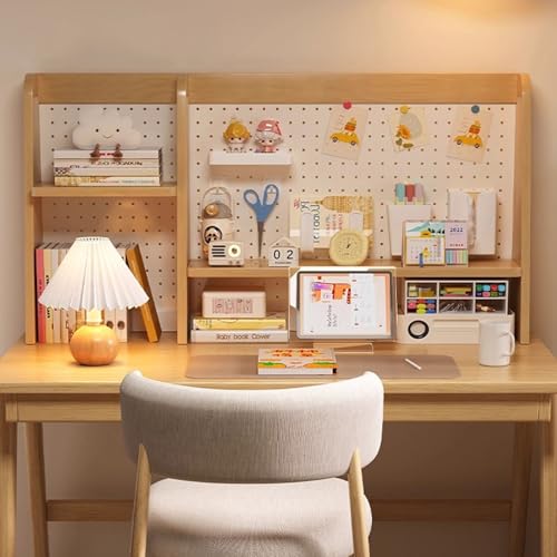 SQUZO Schreibtisch Regalaufsatz, Schreibtisch-BüCherregal, Lochwandregal, Vertikales Regal Aus Massivholz, Mehrschichtiger für Zuhause, Arbeitszimmer(Yellow,75 * 20 * 60cm) von SQUZO