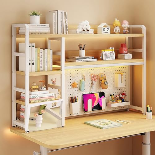 SQUZO Schreibtischregal, Bücherregal aus Metall for den Schreibtisch mit Gitterplatte, Aufbewahrungsregal for die Arbeitsplatte for Wohnheim oder Büro(Yellow,95 * 25 * 94cm) von SQUZO