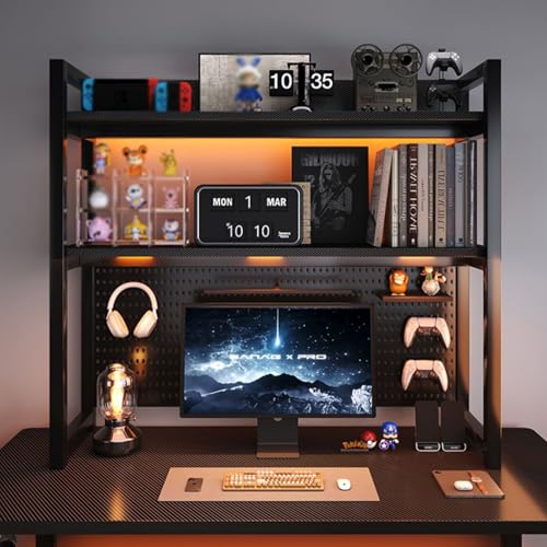 SQUZO Schreibtischregal, Schreibtisch Regal, Schreibtischaufsatz Mit Verstärktem Stahlrahmen Für StabilitäT, Für UniversitäT, Hochschule, Büro Und Zuhause(Black,90 * 24 * 90cm) von SQUZO