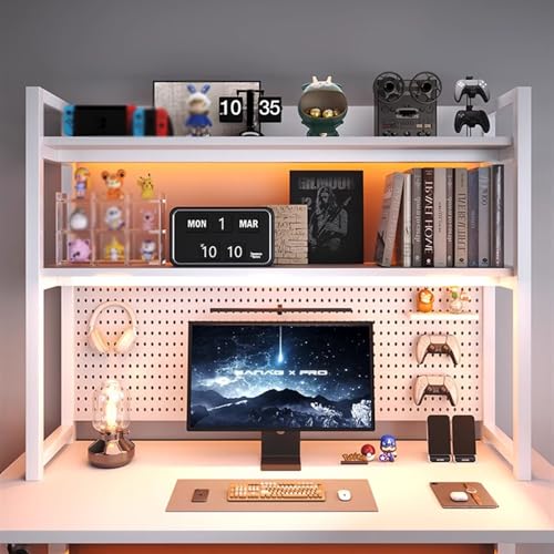 SQUZO Schreibtischregal, Schreibtisch Regal, Schreibtischaufsatz Mit Verstärktem Stahlrahmen Für StabilitäT, Für UniversitäT, Hochschule, Büro Und Zuhause(White,70 * 24 * 90cm) von SQUZO