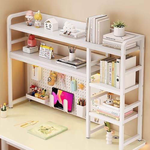 SQUZO Schreibtischregal for Die Oberseite des Schreibtischs, Bücherregal Aus Metall Mit Gitterplatte for Das Home-Office-Wohnheim(White,115 * 25 * 94cm) von SQUZO