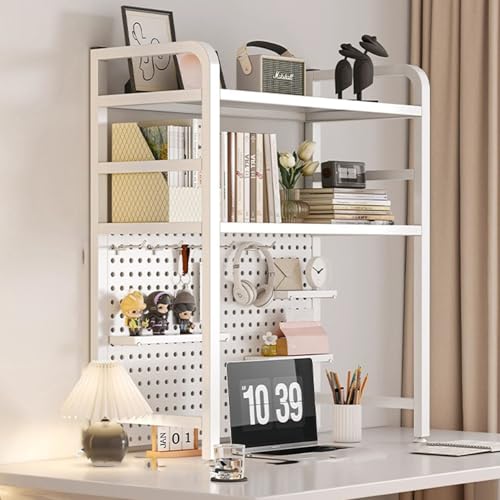 SQUZO Schreibtischregal mit Gitterplatte, 2-StöCkiges Schreibtischregal mit Gitterplatte, Langlebig und Platzsparend für BüRo, Zuhause, Wohnheim(2 Tier,75cm) von SQUZO