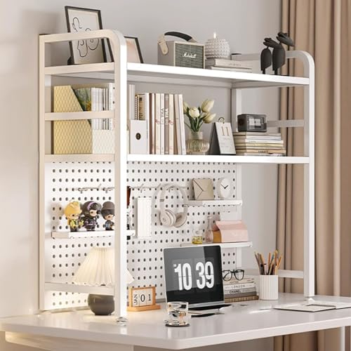 SQUZO Schreibtischregal mit Gitterplatte, 2-StöCkiges Schreibtischregal mit Gitterplatte, Langlebig und Platzsparend für BüRo, Zuhause, Wohnheim(2 Tier,95cm) von SQUZO