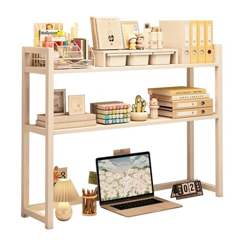 SQUZO Schreibtischregale, 2-stufiger Schreibtisch-Bücherregal-Organizer, Schichthöhe 40 cm, einfach zu montieren, geeignet for Büro, Schlafsaal und Schlafzimmer(70 * 24 * 90cm) von SQUZO