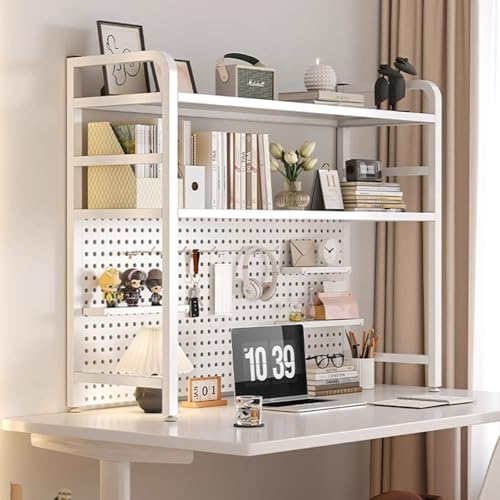 SQUZO Schreibtischregale, Schreibtischregal, 2-Stöckiges Schreibtischregal mit Gitterplatte, Arbeitsplattenregal für Homeoffice, Wohnheim(115 * 20 * 68cm) von SQUZO