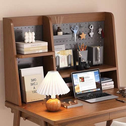Schreibtischregal, Diy Tischregal Schreibtisch, Sinnvolle Zonierung, Vertikales Regal Aus Massivholz, Mehrschichtiger Schreibtischtisch für BüRo, Wohnheim und Arbeitszimmer(Brown,75*20*60cm) von SQUZO