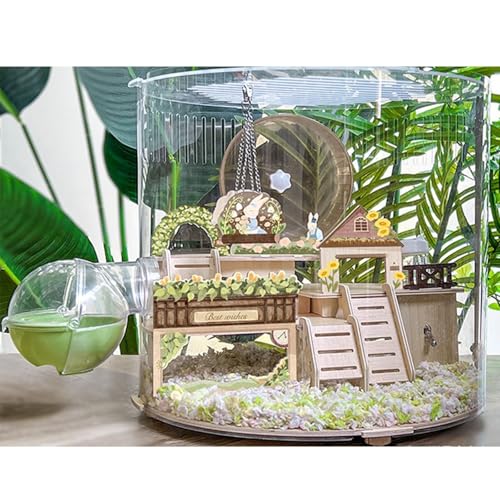Transparenter Hamsterkäfig mit Zubehör - Kein Zusammenbau Erforderlich, Sofort Einsatzbereit für 2-3 Hamster Oder Meerschweinchen - EnthäLt Alles, was BenöTigt Wird(40 * 40 * 36.5cm) von SQUZO