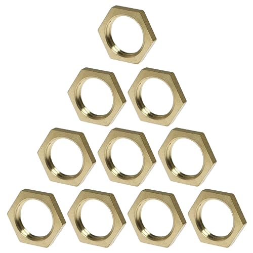 SQXBK 10 STÜCKE 1/4 '' Messing Hex Kontermuttern Rohr Fitting Dünne Muttern Hex Messing Buchse Kontermutter für Sanitär von SQXBK