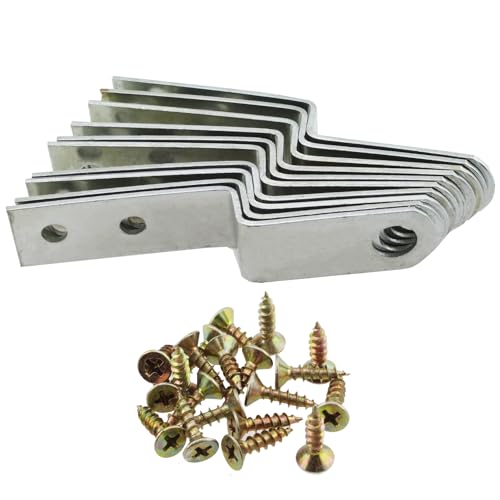 SQXBK 10 x rechtwinklige Z-Eckwinkel, kleine Größe, 10 mm, silberfarben, Z-Eckverbinder, geeignet zur Befestigung und Befestigung von Möbeln und Verbindungen von SQXBK