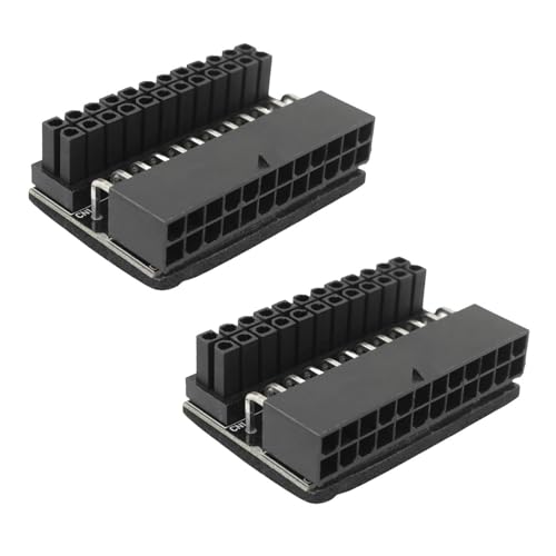 SQXBK 2 x 24-polige Buchse auf 24-poligen Stecker, 90-Grad-Netzstecker, Drehkopf für Motherboards, Desktop-Computer, Motherboard-Netzteile von SQXBK