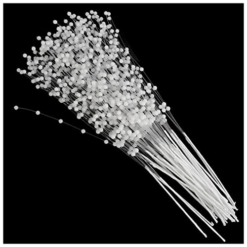 SQXBK 50 Stück 4 mm weiße Perlengirlande auf Drahtstielen Perlen Kranz Hochzeit Perlen Brautstrauß Party Dekor Perlenstränge DIY Girlande Basteln Braut Hochzeit Perlenstrauß Home Party Dekor Handwerk von SQXBK