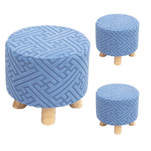 SQYDFDC Dehnbarer quadratischer und runder Fußstützenschutz mit elastischem Boden, Jacquard Velvet Stoff weich und langlebig (2 Stücke) Dark Gray Round Stool cover2pcs von SQYDFDC