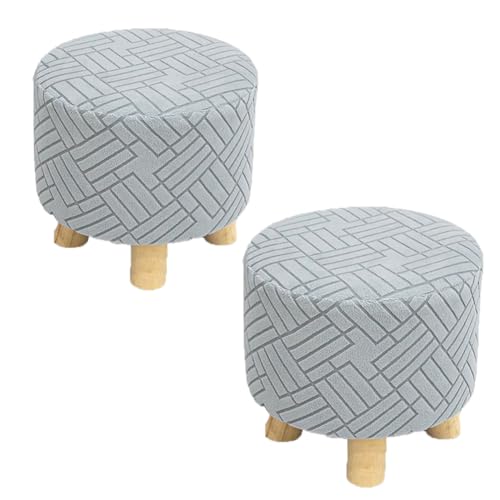 SQYDFDC Dehnbarer quadratischer und runder Fußstützenschutz mit elastischem Boden, Jacquard Velvet Stoff weich und langlebig (2 Stücke) Dark Gray Square Bench cover2pcs von SQYDFDC