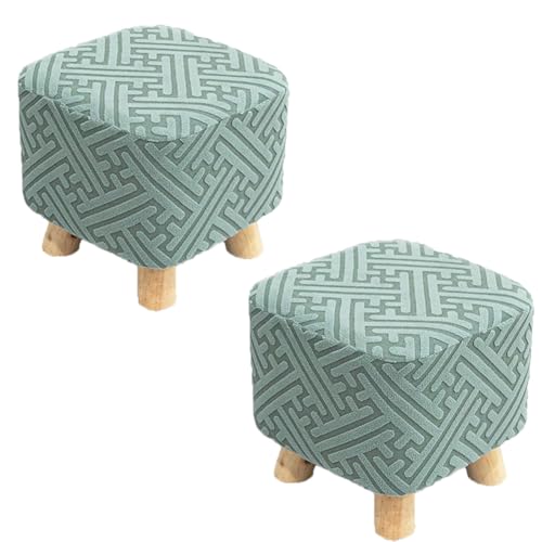 SQYDFDC Dehnbarer quadratischer und runder Fußstützenschutz mit elastischem Boden, Jacquard Velvet Stoff weich und langlebig (2 Stücke) Light Gray Round Stool cover2pcs von SQYDFDC