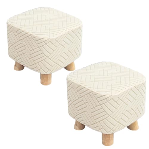 SQYDFDC Dehnbarer quadratischer und runder Fußstützenschutz mit elastischem Boden, Jacquard Velvet Stoff weich und langlebig (2 Stücke) Light Purple Round Stool cover2pcs von SQYDFDC