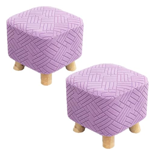 SQYDFDC Dehnbarer quadratischer und runder Fußstützenschutz mit elastischem Boden, Jacquard Velvet Stoff weich und langlebig (2 Stücke) Light Purple Square Bench cover2pcs von SQYDFDC