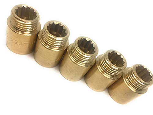 5x Hahnverlängerung 1/2", Messing, Anschluß-Verlängerung, Fitting, Gewindefitting nach Auswahl Sparpacket 5 Stück (20 mm) von SRB