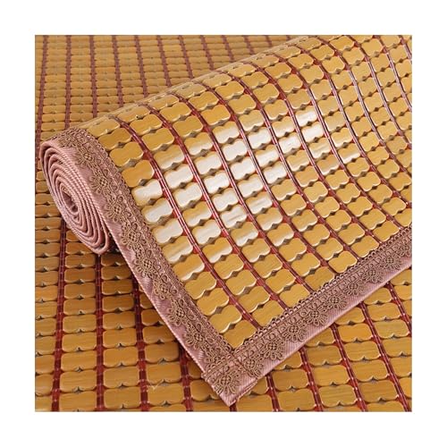 SRDCAIM Bambus-Schlafmatte, Glatte Mahjong-Bambusmatte, Sommer-Kühlauflage, atmungsaktive Mahjong-Matte, Faltbare Klimamatte fürs Bett, Schlafmatte, Matratzenkühler(Khaki,90x160cm/35x63in) von SRDCAIM