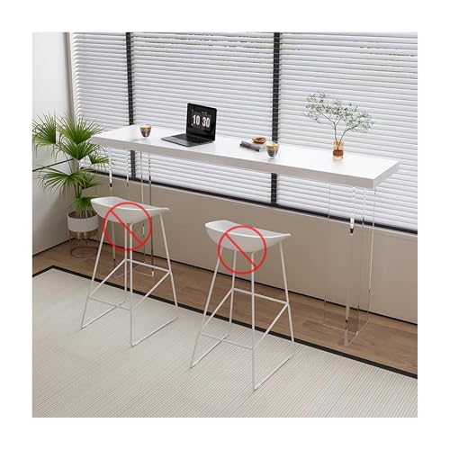 SRDCAIM Bartisch aus Massivholz mit Acrylbeinen, Stehtisch Outdoor hoher Tresen-Esstisch, Sofa-Konsole, Bartisch für Küche, Café oder Esszimmer – Keine Stühle(120cm/47.2in) von SRDCAIM