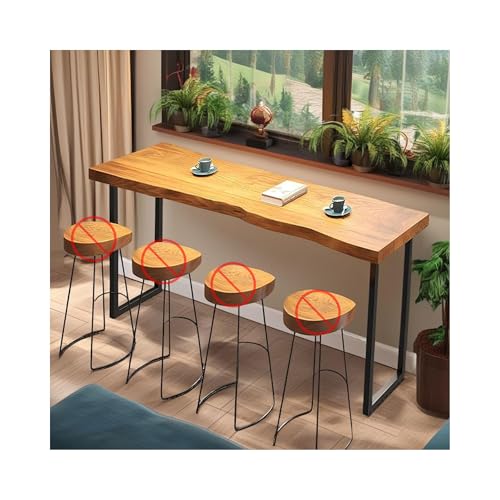 SRDCAIM Bartisch aus massivem Holz, Stehtisch Outdoor Live Edge, Esstisch, Frühstückstisch, schmaler Kneipentisch, Langer Bartisch, Küchentisch in Thekenhöhe – nur Tisch(120x60cm/47.2x23.6in) von SRDCAIM