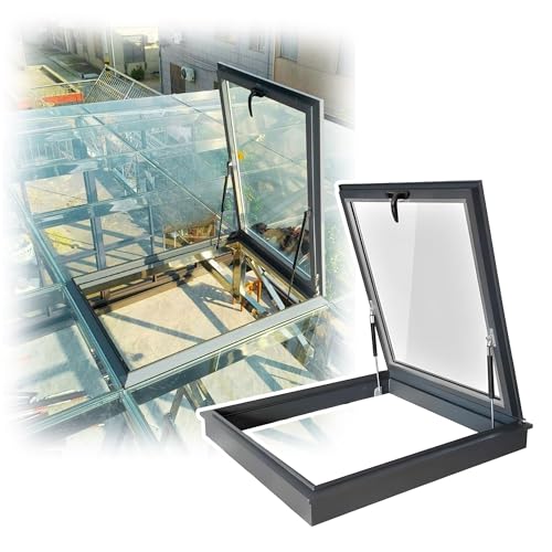 SRDCAIM Bodenluke Dachfenster für Hausdächer, Dachbodenluke, Dachluke mit doppelschichtigem gehärtetem Glas, anpassbare Sichtfensterabdeckung für Wintergarten(37.4x39.4in/95x100cm) von SRDCAIM